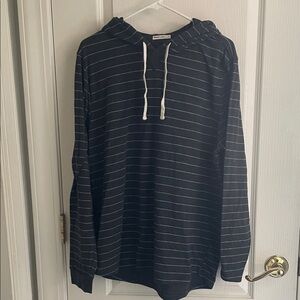 Marine Layer Charcoal and Light Blue Striped Hoodie